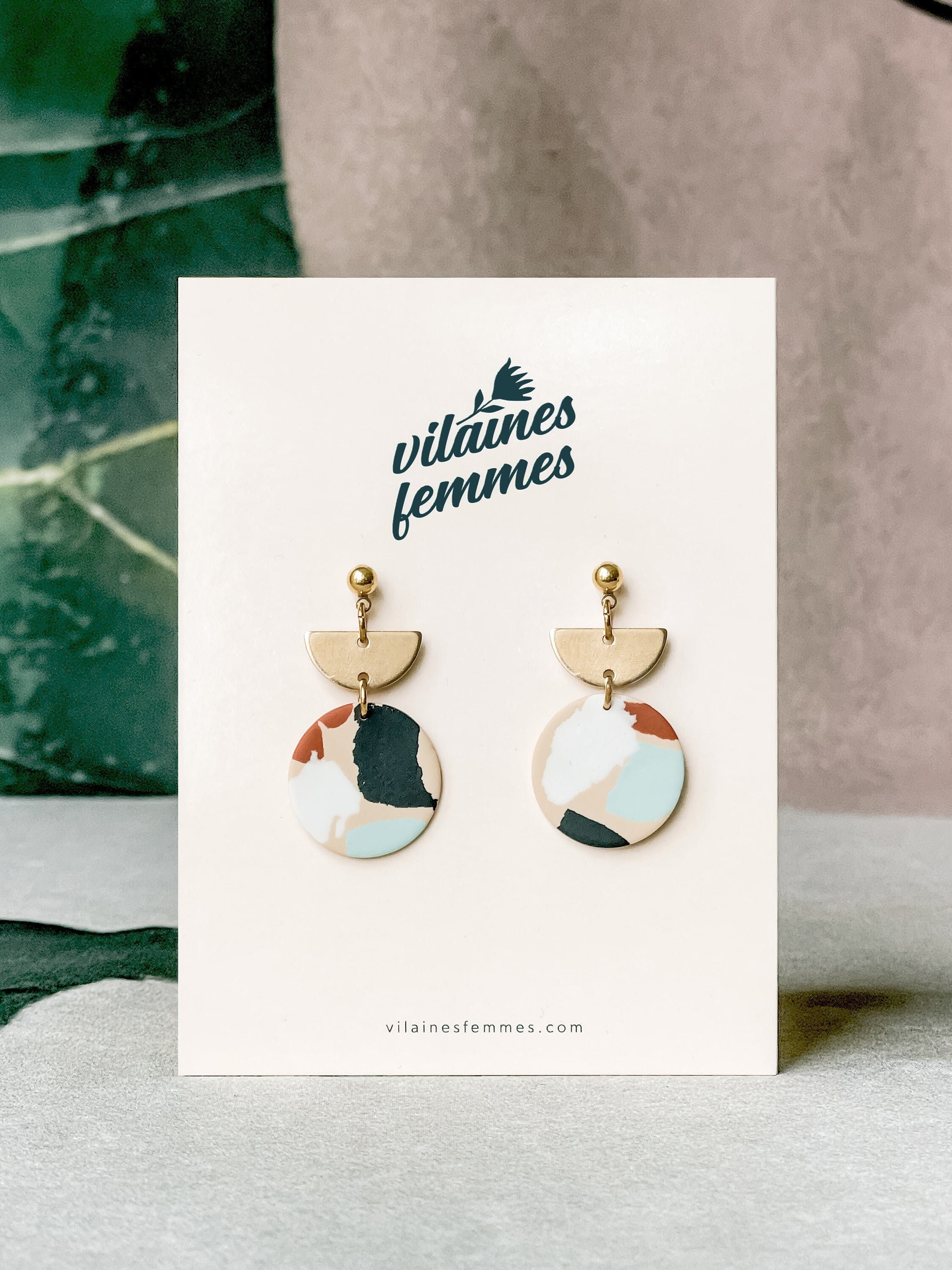Polymer clay and brass cheap earrings