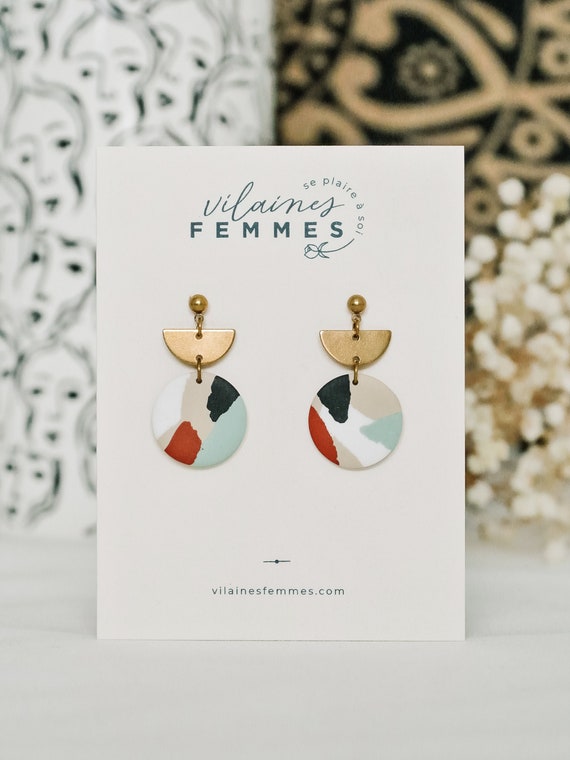 Polymer clay + brass earrings - {VF} Volages