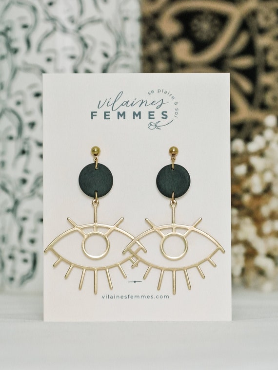 Polymer clay + brass earrings - {VF} Admirables