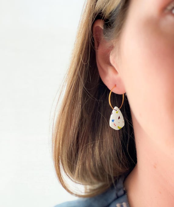 Polymer clay earrings + 18K gold-plated accessories - {VF} Filled | Handmade in Quebec | Minimalist jewelry