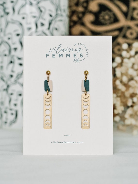 Polymer clay + brass earrings - {VF} Magnétiques