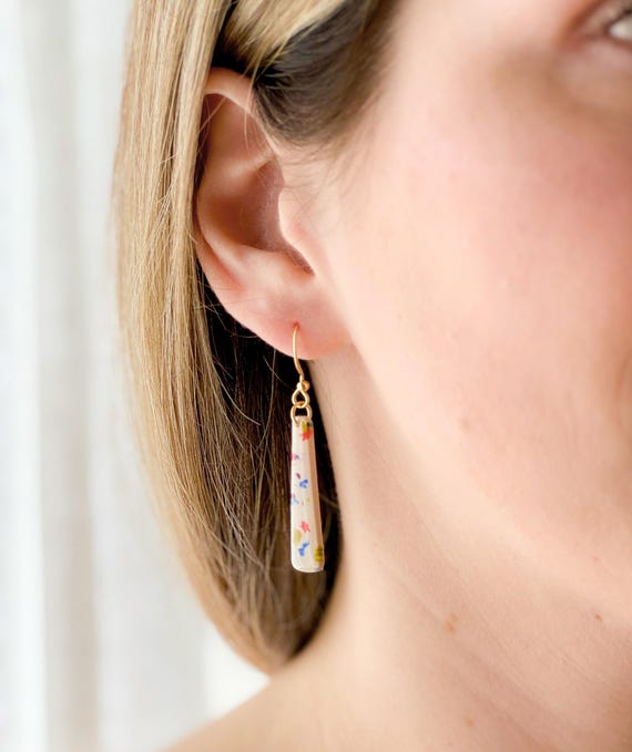 Polymer clay earrings + 24K gold-plated accessories - {VF} Aligned | Handmade in Quebec | Minimalist jewelry