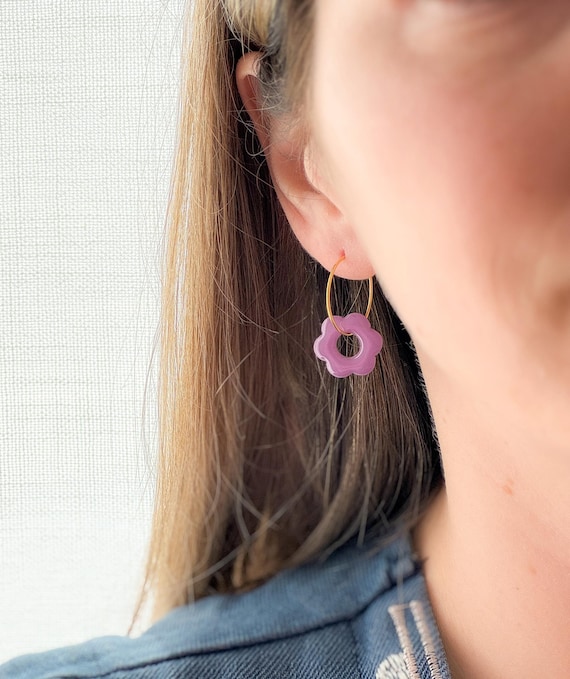 Polymer clay earrings + 18K gold-plated accessories - {VF} Delicate | Handmade in Quebec | Minimalist jewelry