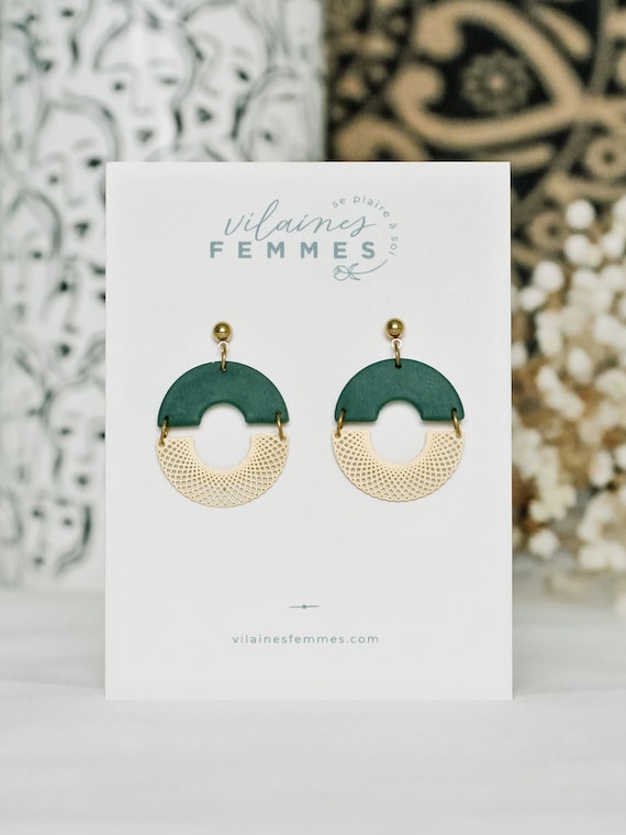 Polymer clay handmade earrings and raw brass accessories - {VF} Sensibles