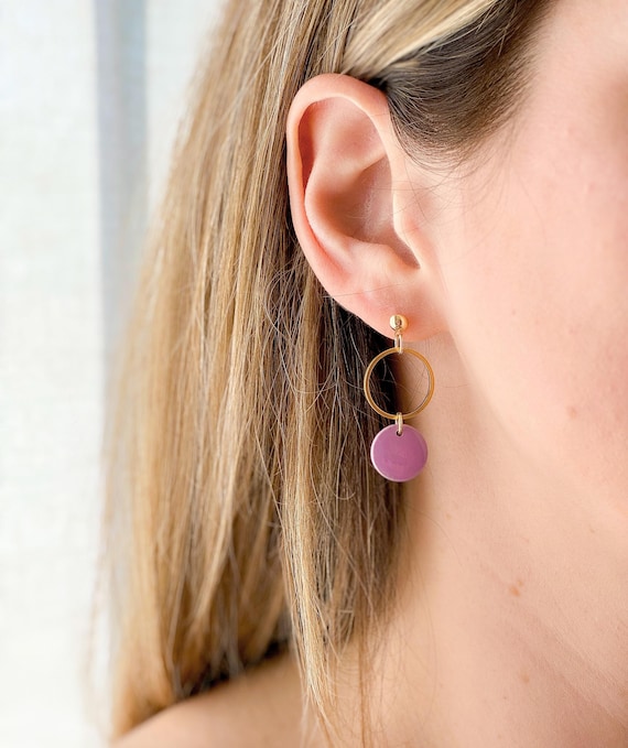 Polymer clay earrings + 24K gold-plated accessories - {VF} Brilliant | Handmade in Quebec | Minimalist jewelry
