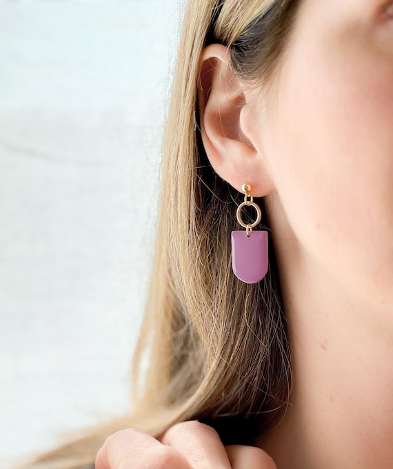 Polymer clay earrings + 24K gold-plated accessories - {VF} Powerful | Handmade in Quebec | Minimalist jewelry