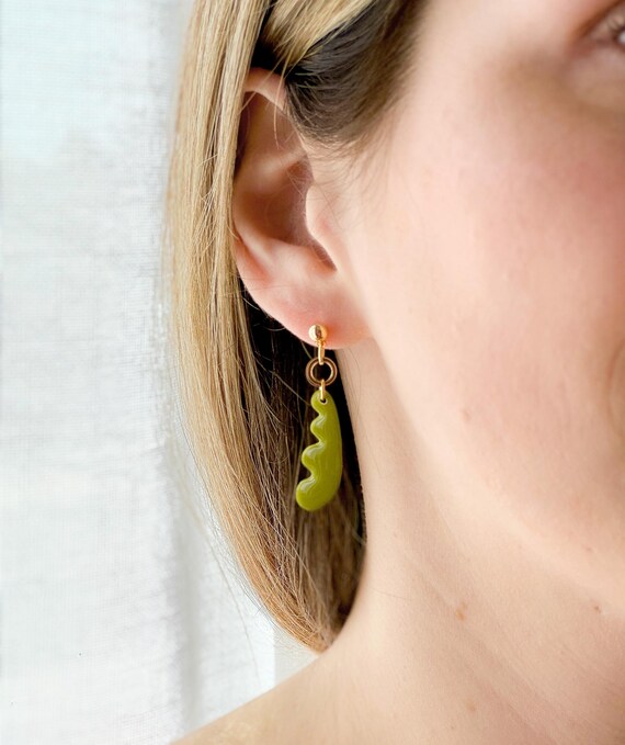 Polymer clay earrings + 24K gold-plated accessories - {VF} Sparkling | Handmade in Quebec | Minimalist jewelry