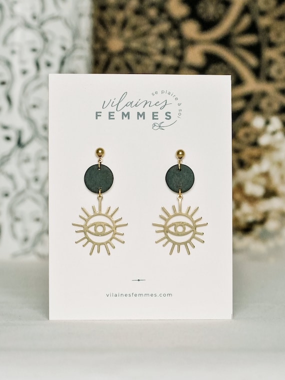 Polymer clay + brass earrings - {VF} Intuitives