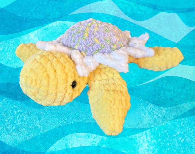 Daisy Turtle Stuffie, Plush Stuffed Turtle, Flower Turtle Yellow