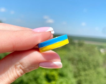 Silver Ring - Ukrainian Flag. Stand with UKRAINE!