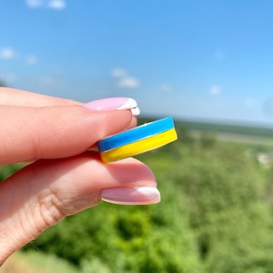 Silver Ring - Ukrainian Flag. Stand with UKRAINE!