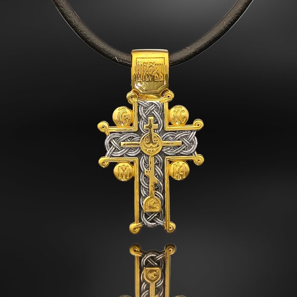 Orthodox Jewelry Cross Pendant. 24K Gold Plated