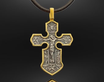 Orthodox Jewelry Cross Pendant. 24K Gold Plated