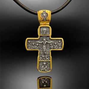 Orthodox cross pendant - Silver/24K Gold Plated