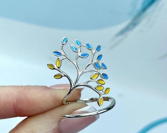 Silver 925 Ring Ukrainian flag, Sterling Silver 925, Stand for Ukraine, Stop war