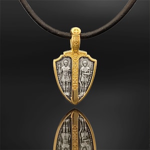 Orthodox Cross Pendant - Silver/24K Gold Plated - Christian jewelry.