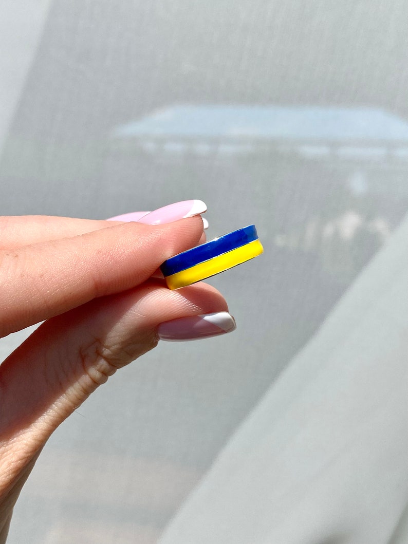 Silver Ring Ukrainian Flag. Stand with UKRAINE image 3