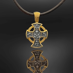 Orthodox Silver Cross Pendant "God and Guardian Angel"