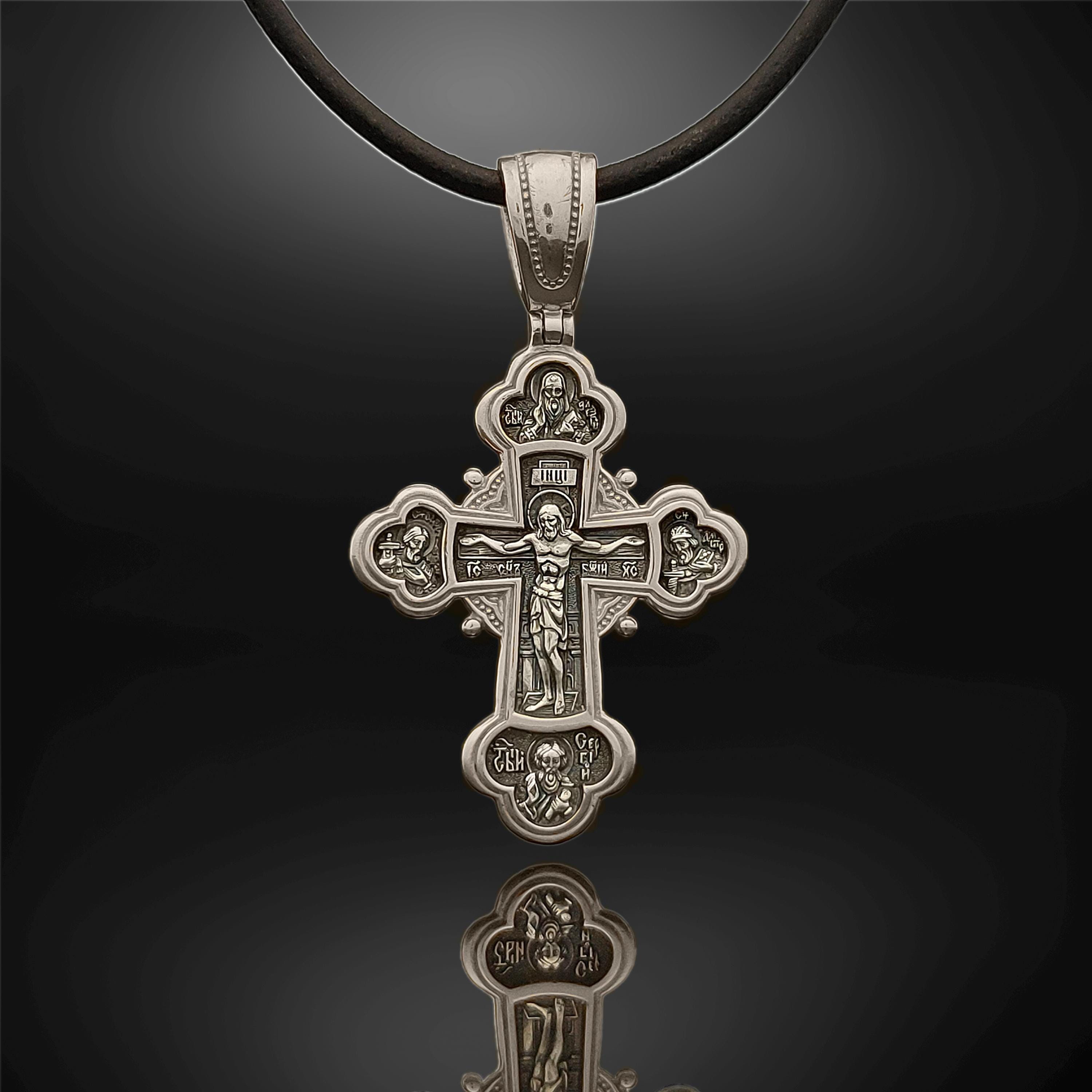 Orthodox Sterling Silver Cross Pendant, 24K Gold Plated Crucifix - Etsy