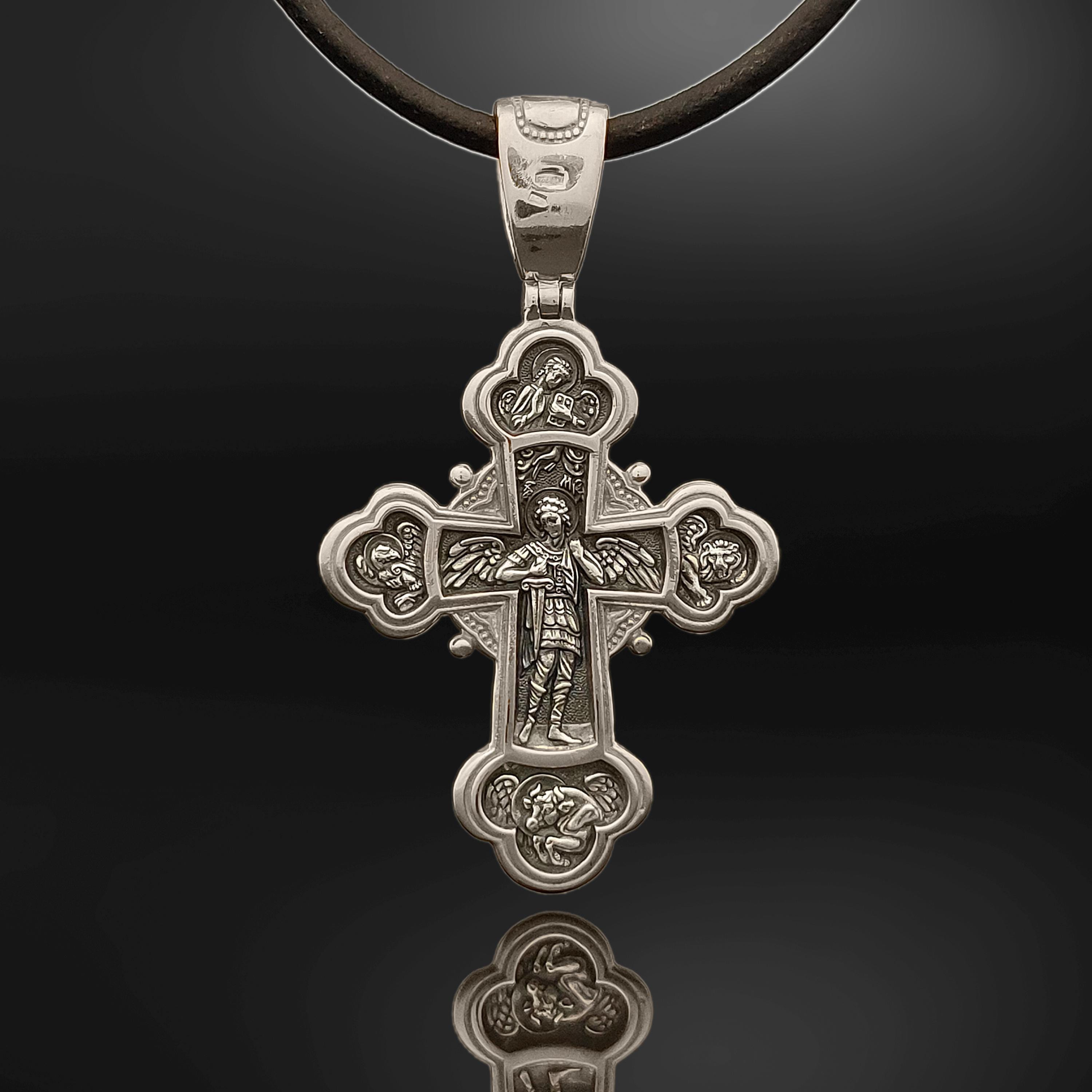 Orthodox Sterling Silver Cross Pendant, 24K Gold Plated Crucifix - Etsy