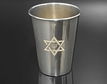 Sterling Silver Kiddush Cup - Handmade vessels, silver goblet - "Star of David"