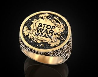 STL 3DM Model - Ring "Stop war in Ukraine" for 3D printing. Stand with Ukraine!