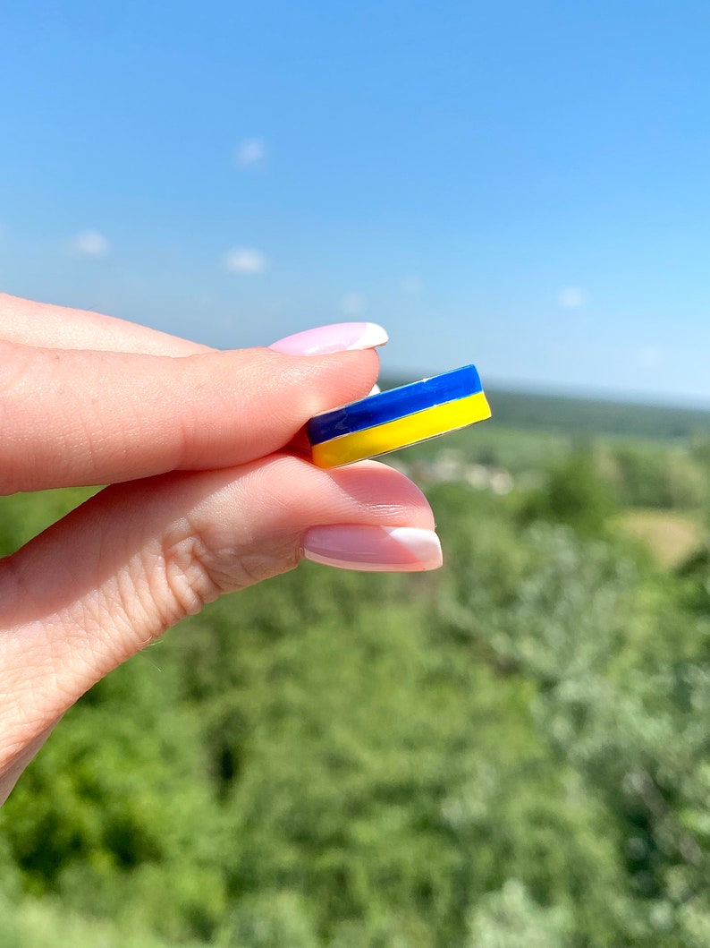 Silver Ring Ukrainian Flag. Stand with UKRAINE image 2