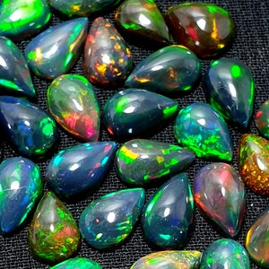 AAA+++ Top Quality Natural Ethiopian Black Opal Cabochon Lot Welo Opal Mix Shape Loose Gemstone Use Making Jewelry