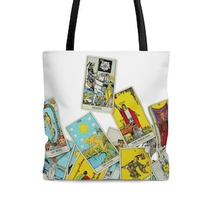 TAROT Tote Bag Rider Waite Deck | DEATH and The DEVIL | Metaphysical Magical Witchy Holiday Gift for Him Her Pagan Wiccan Witchcraft Occult