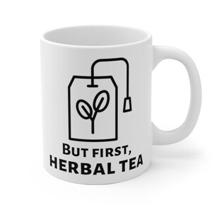 HERBAL TEA Mug | Gift for Tea Lovers | Black & White Coffee Mug | Herbal Tea and Novelty Coffee Cup