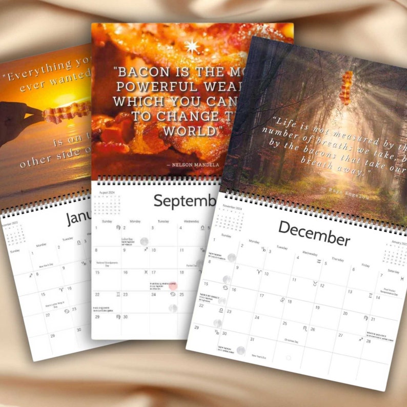 BACON Calendar 2024 Inspirational Quotes Irreverant Humor Etsy UK