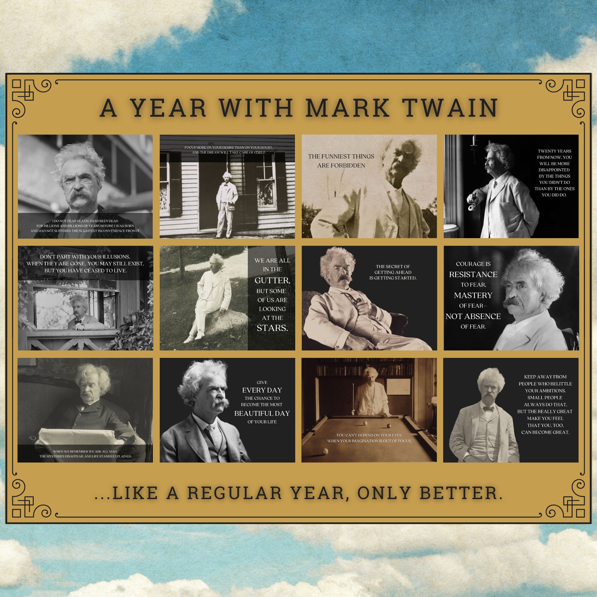 MARK TWAIN CALENDAR 2024 Literary Inspirational Best Quotes Office Home