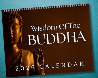 Calendario de la Sabiduría de Buda 2026 / Citas budistas, enseñanzas, arte de meditación / Regalo zen consciente para él y ella / Decoración de serenidad y paz espiritual