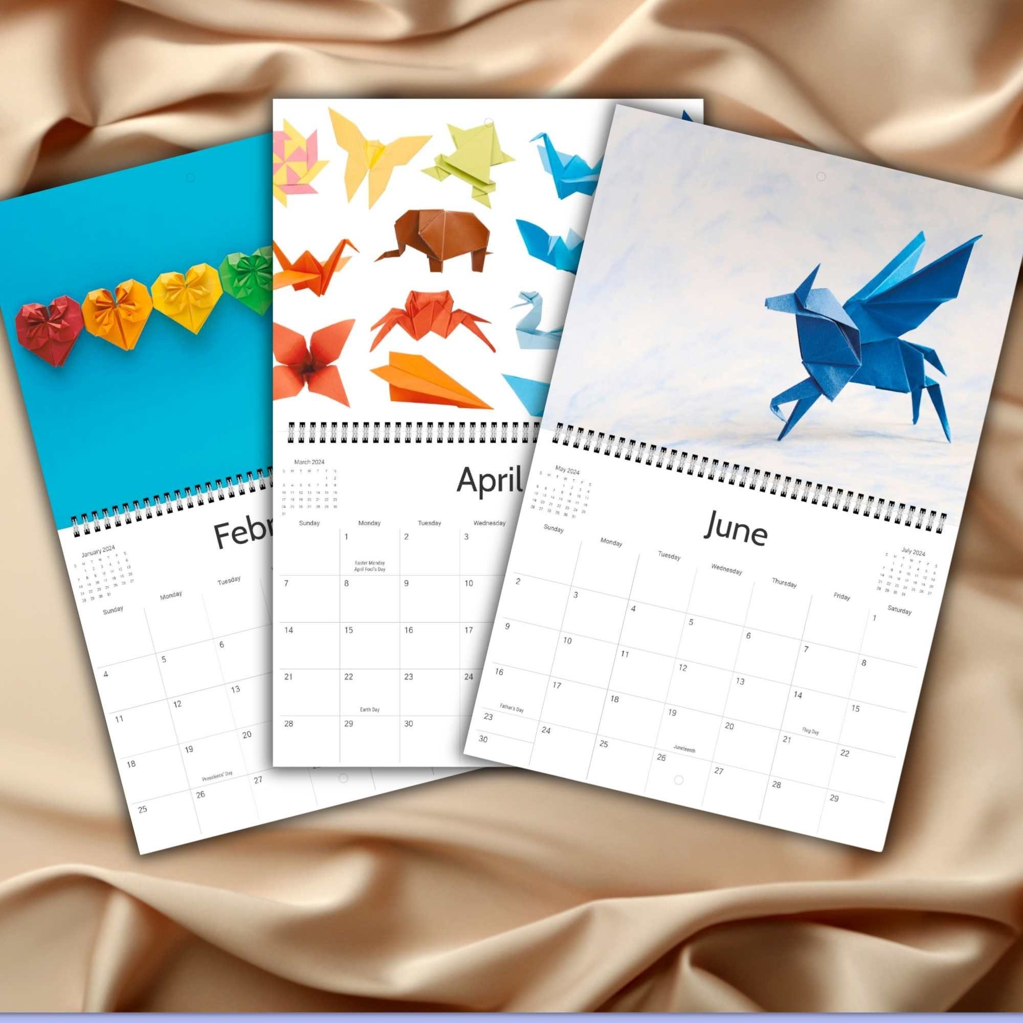 Origami Calendar 2024 Paper Crane Lover Folding Stars Cute Animal