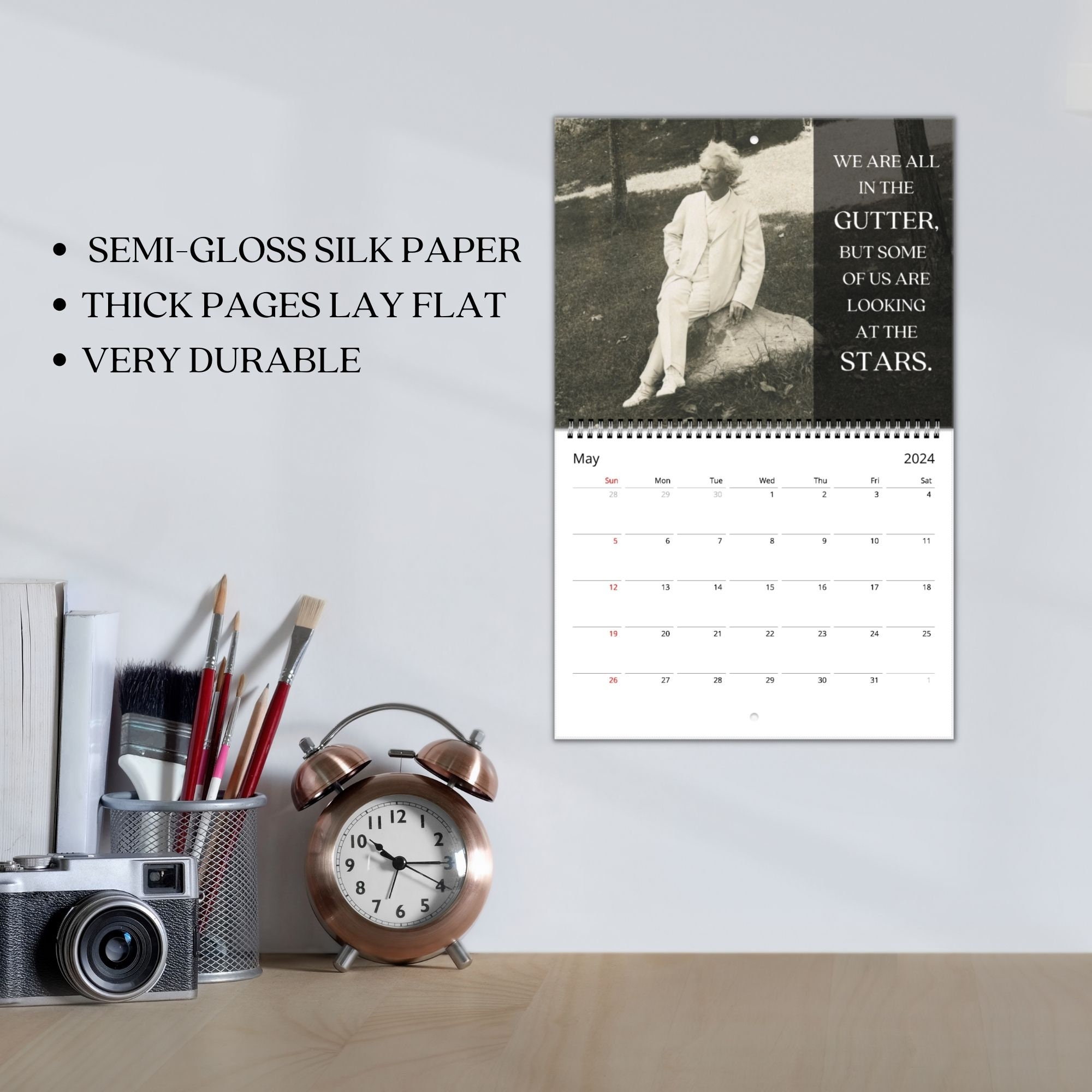 MARK TWAIN CALENDAR 2024 Literary Inspirational Best Quotes Office Home