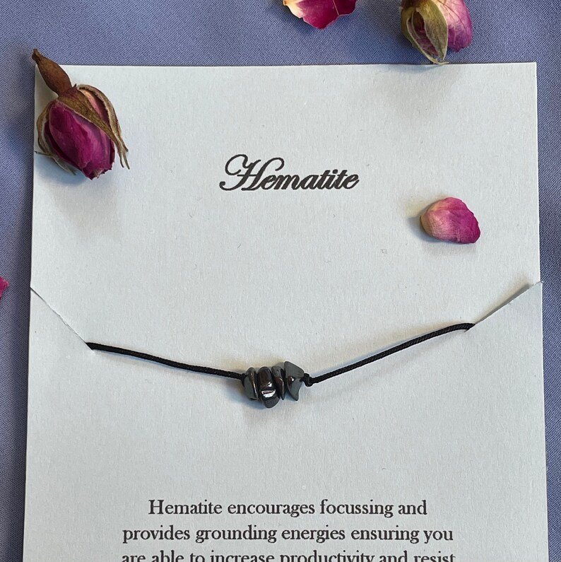 Hematite bracelet wish chip beaded crystal gemstone jewellery