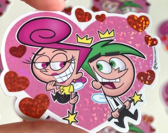 Fairy heart shaped vinyl glitter sticker