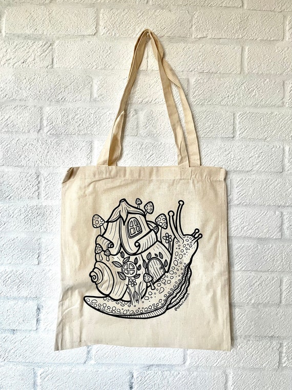 Magic snail tote bag natural canvas bag for life