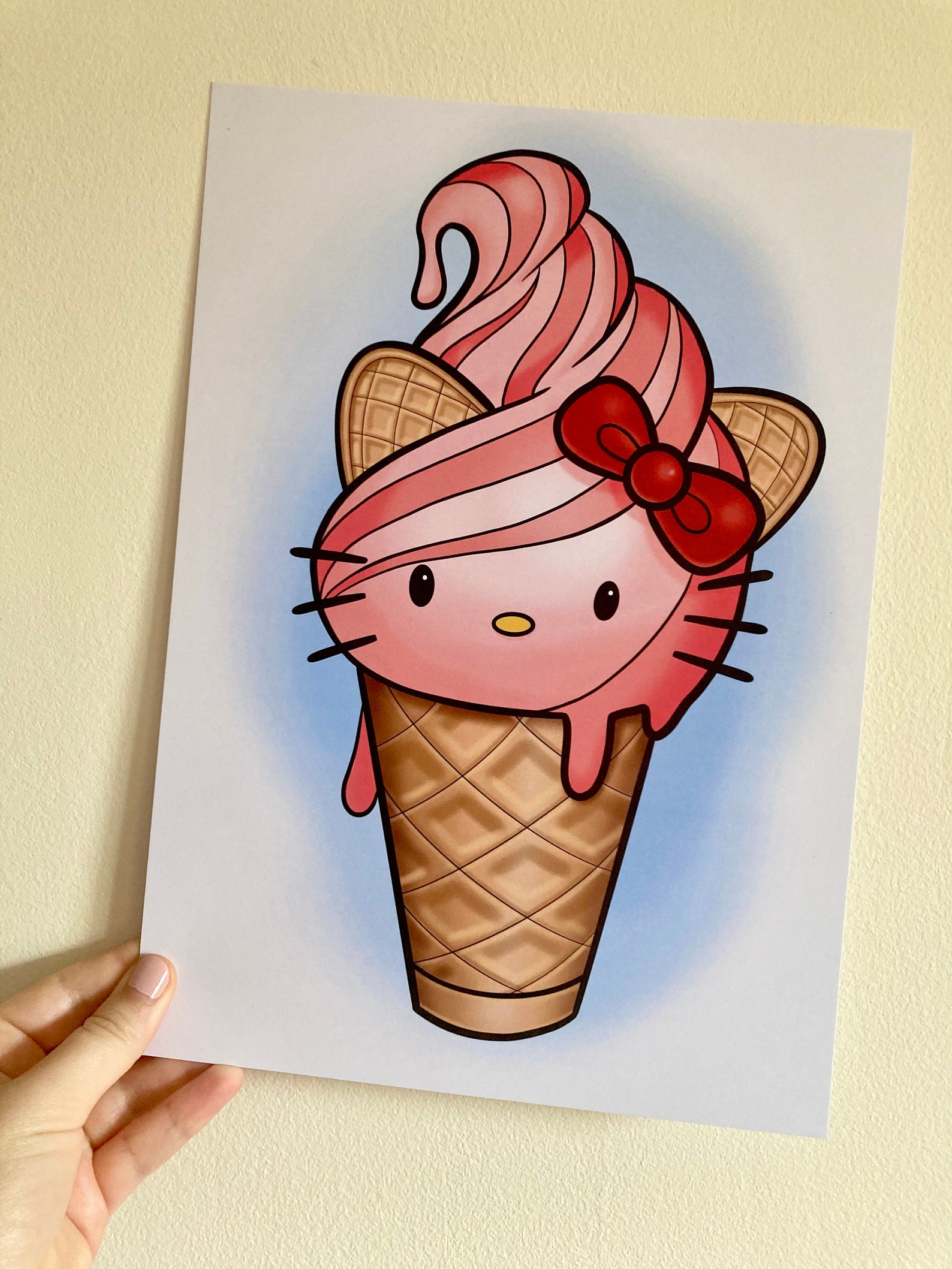 Ice cream kitty A4 art print Etsy