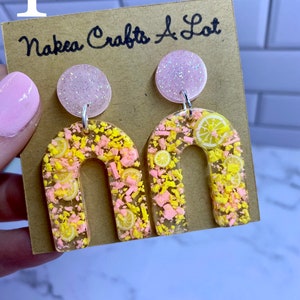 Pink Lemonade, Acrylic, Dangle Earrings