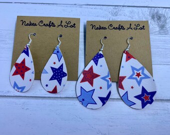 4. Juli, USA, Gedenktag, Leder, Teardrop Ohrringe | Leder Sommer Ohrringe