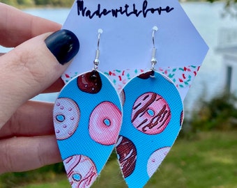 Leder, Donut, Teardrop Ohrringe | Leder-Lehrer-Ohrringe