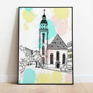 Frankfurt um Main. Printable Wall Art. Instant Download. Urban Sketch