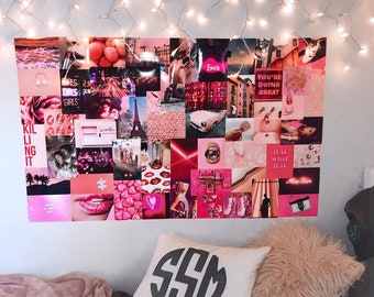 Photo Wall Collage Kit Pink Aesthetic set of 90 Trendy - Etsy