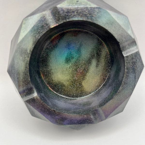 THOR ~ Holographic epoxidharz ashtray - epoxid ashtray with silver holographic effect