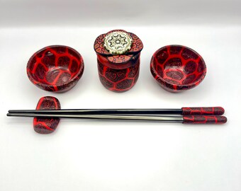 FUNGO ~ polymerclay sushiset ~ japanese dining set made out of fimo ~ fimo sushi set with top quality metsl chopsticks