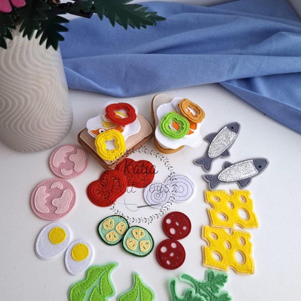 Maak een sandwich met vilten voedselset, Montessori kookspeelgoed voor kinderen, fantasiespel keukentje voor kinderen, vilten voedselpoppetje pluche speelgoed cadeau