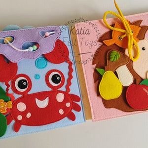 Felt Quiet Book &quot;Shy Fox&quot; - clamshell book for kids that helps to learn colors, develop logical thinking and more. Montessori toys