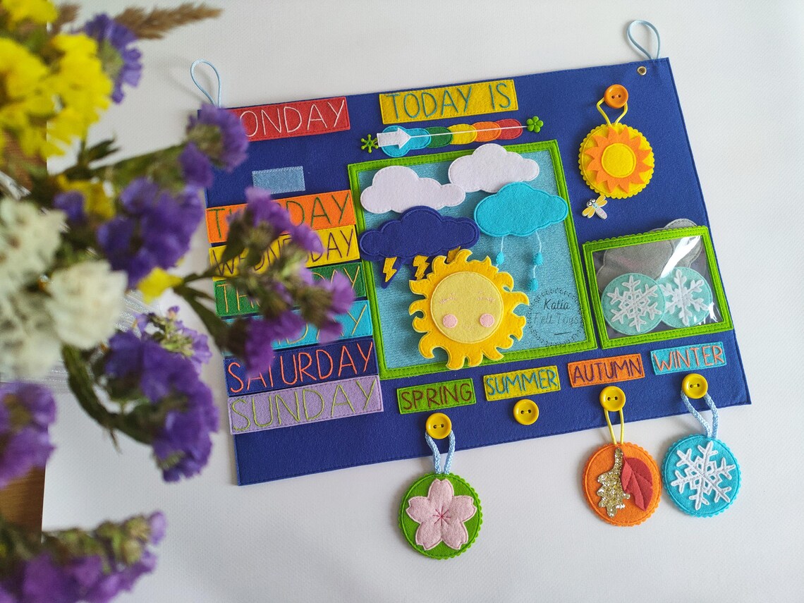 Felt Weather Calendar Weather Station Homeschooling - Etsy