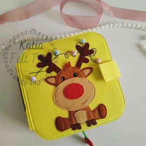 Sensory Quiet Book &quot;New Year&quot; - clamshell felt book for kids that helps to learn colours, develop logical thinking and more. Montessori toys